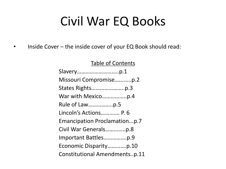 civil war eq books