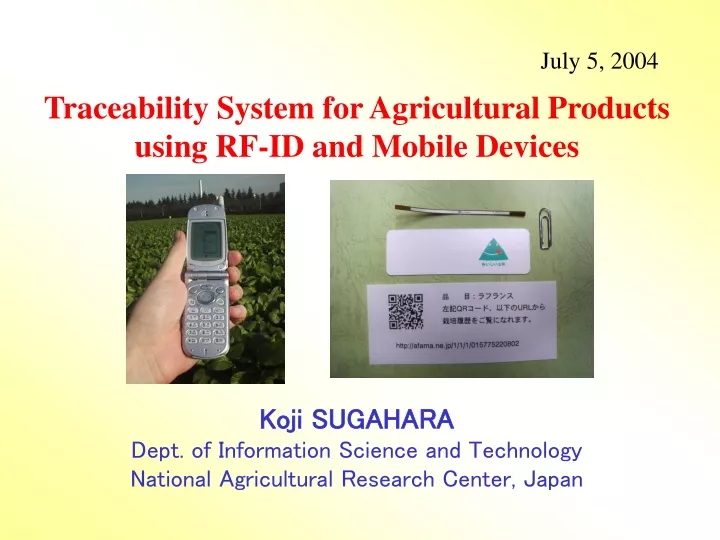 traceability system for agricultural products using rf id and mobile devices