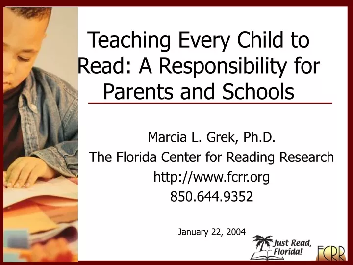 teaching every child to read a responsibility for parents and schools