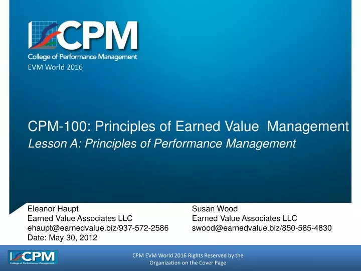cpm 100 principles of earned value management