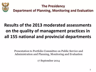 The Presidency Department of Planning, Monitoring and Evaluation