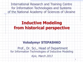 Volodymyr STEPASHKO Prof., Dr. Sci., Head of Department