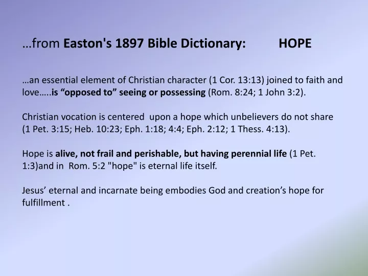 from easton s 1897 bible dictionary hope
