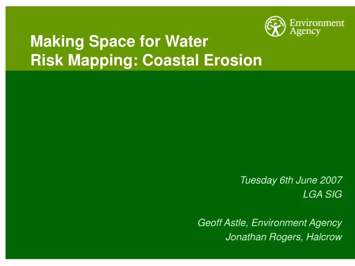 making space for water risk mapping coastal erosion