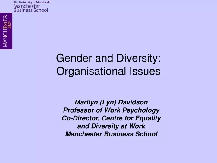 gender and diversity organisational issues