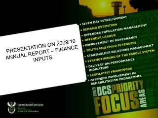 PRESENTATION ON 2009/10 ANNUAL REPORT – FINANCE INPUTS