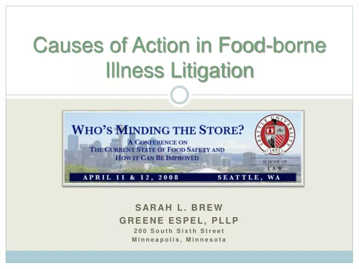 causes of action in food borne illness litigation