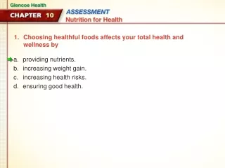 Choosing healthful foods affects your total health and wellness by