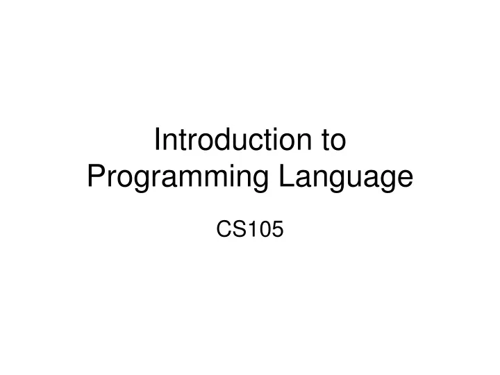 introduction to programming language