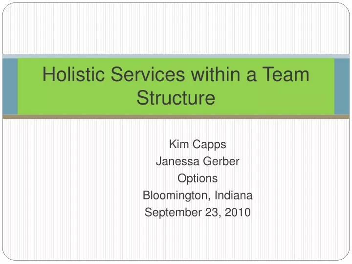 holistic services within a team structure