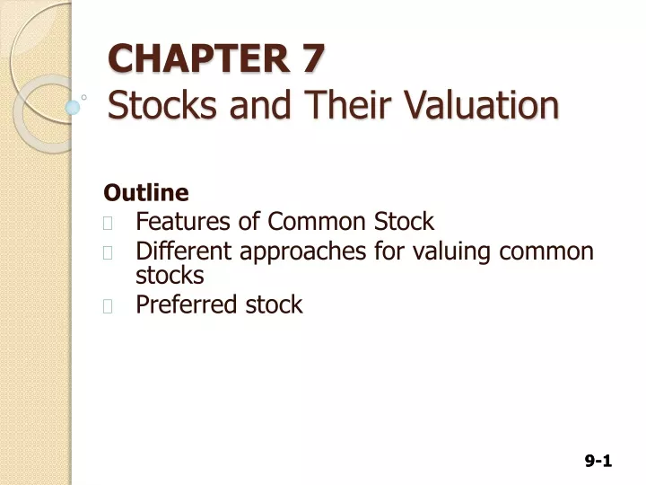 chapter 7 stocks and their valuation
