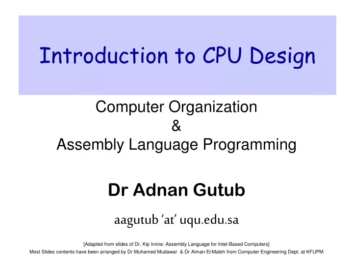 introduction to cpu design