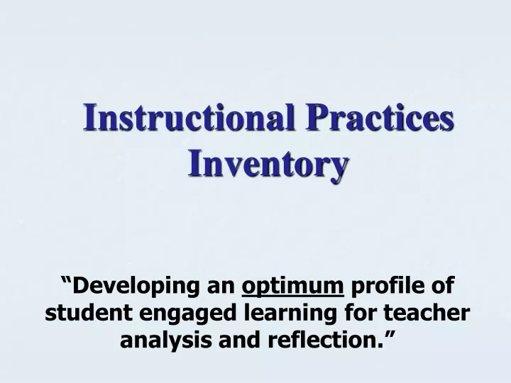 instructional practices inventory