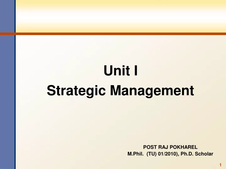 unit i strategic management