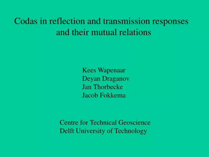 codas in reflection and transmission responses