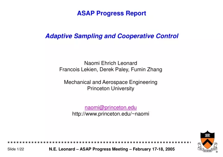asap progress report adaptive sampling