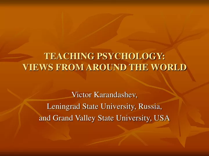 teaching psychology views from around the world