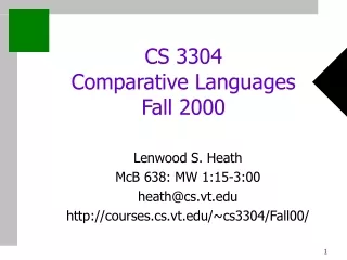 CS 3304 Comparative Languages Fall 2000