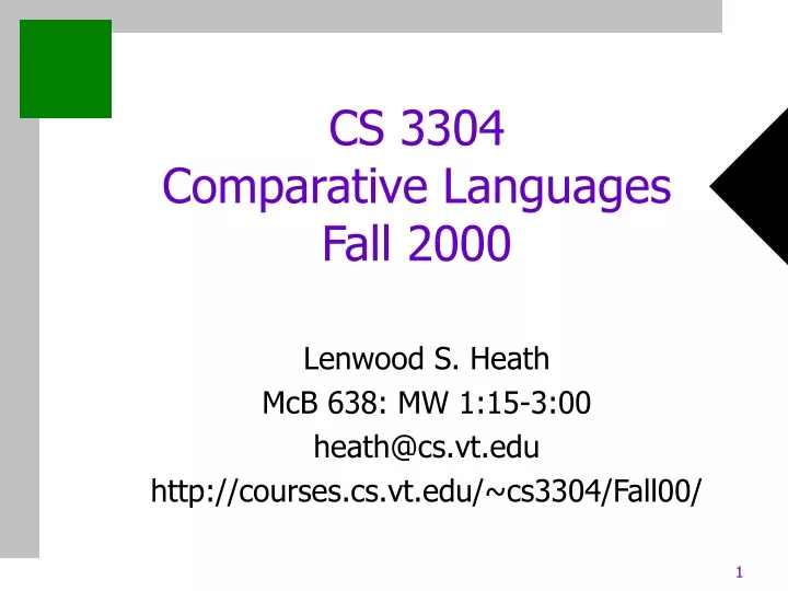 cs 3304 comparative languages fall 2000