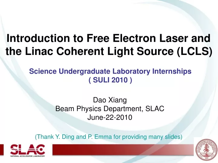 introduction to free electron laser and the linac coherent light source lcls