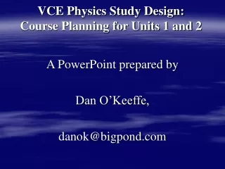 VCE Physics Study Design: Course Planning for Units 1 and 2
