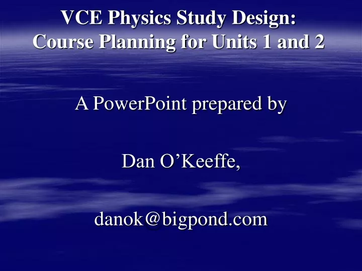 vce physics study design course planning for units 1 and 2