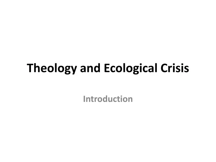 theology and ecological crisis