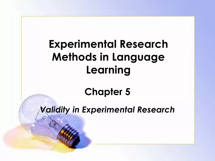 experimental research methods in language learning