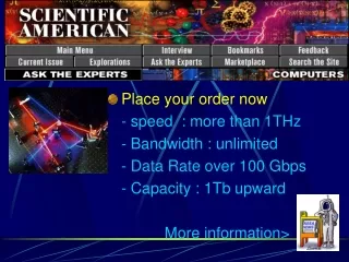 Place your order now - speed  : more than 1THz 	- Bandwidth : unlimited 	- Data Rate over 100 Gbps
