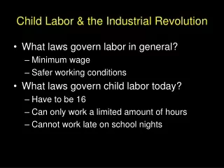 Child Labor &amp; the Industrial Revolution