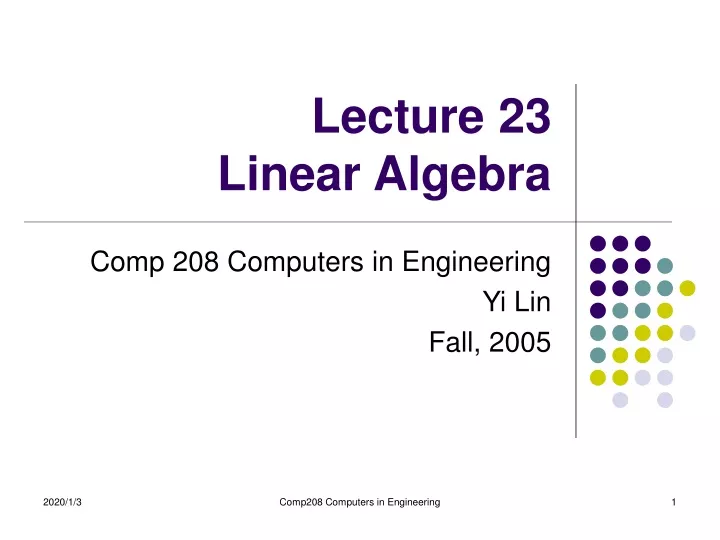 lecture 23 linear algebra