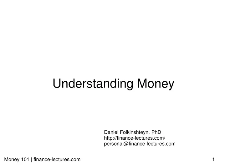 understanding money