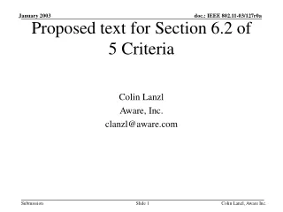 Proposed text for Section 6.2 of  5 Criteria