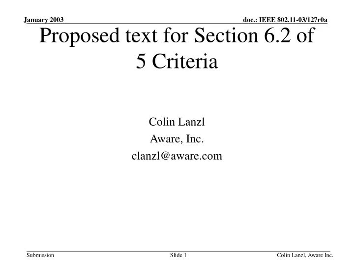 proposed text for section 6 2 of 5 criteria