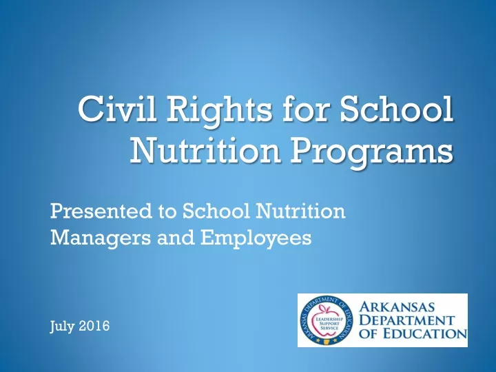 civil rights for school nutrition programs