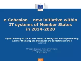 e-Cohesion – new initiative within IT systems of Member States  in 2014-2020