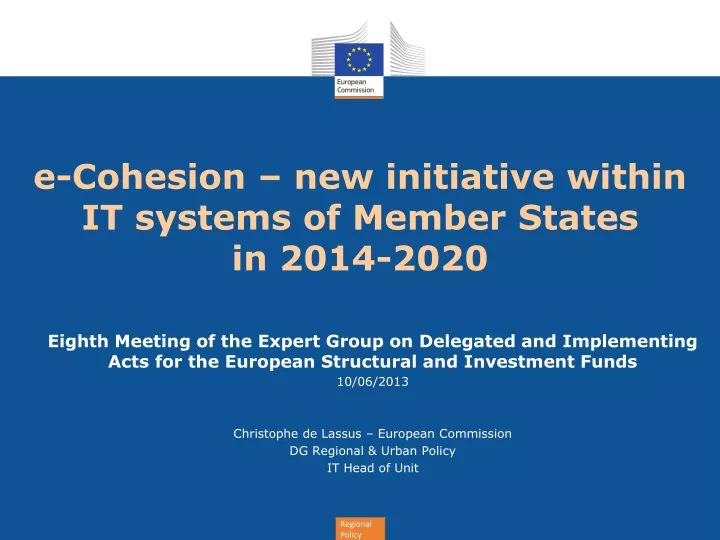 e cohesion new initiative within it systems of member states in 2014 2020
