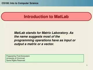 Introduction to MatLab