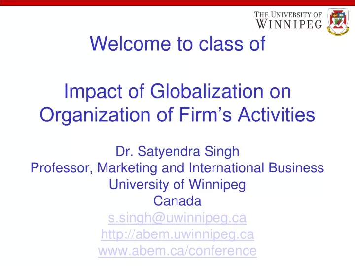 welcome to class of impact of globalization