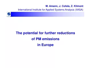 The potential for further reductions  of PM emissions  in Europe