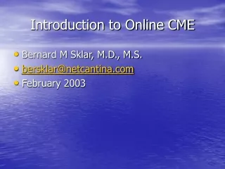 Introduction to Online CME