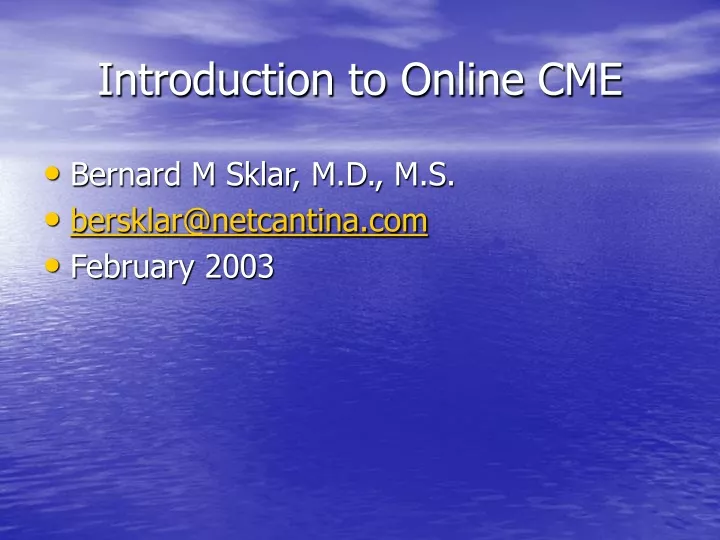introduction to online cme