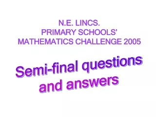 N.E. LINCS.  PRIMARY SCHOOLS’ MATHEMATICS CHALLENGE 2005