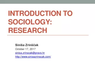 Introduction to Sociology: RESEARCH