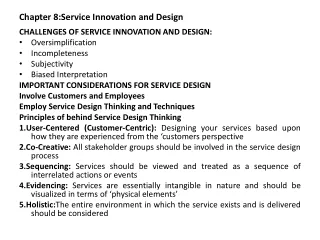 Chapter 8:Service Innovation and Design