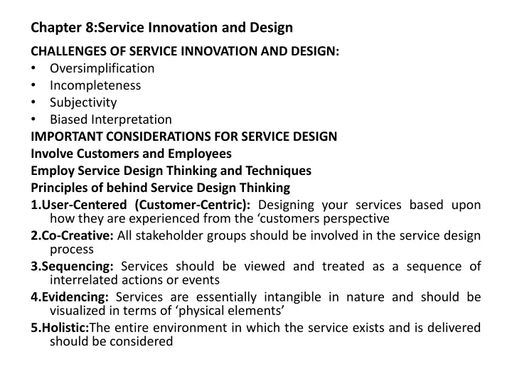 chapter 8 service innovation and design