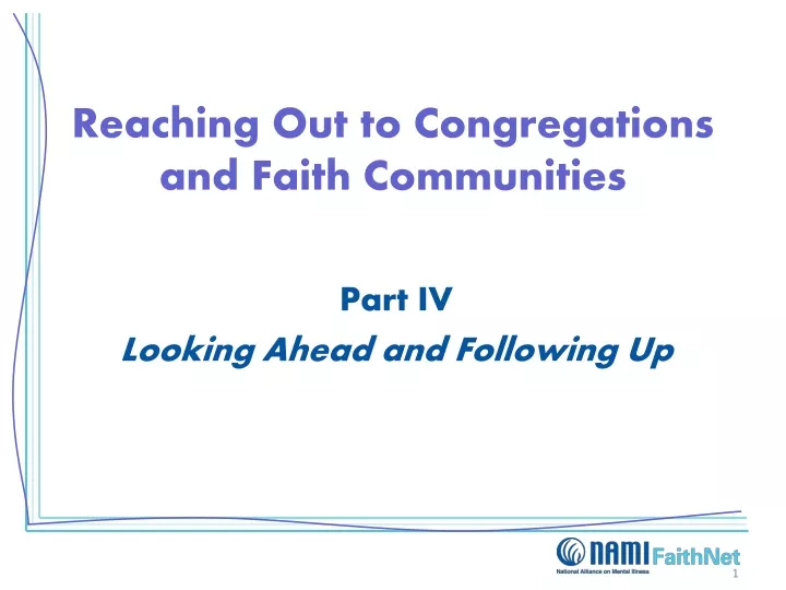 reaching out to congregations and faith communities