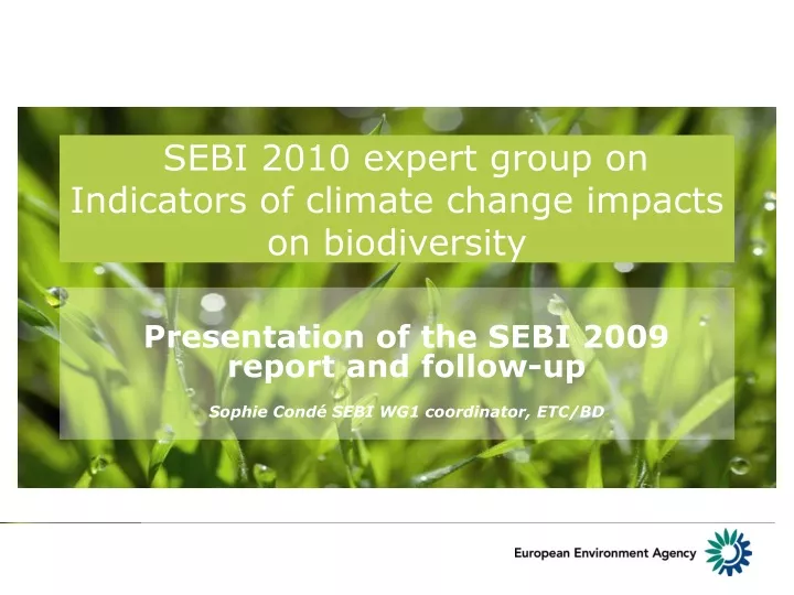 sebi 2010 expert group on indicators of climate change impacts on biodiversity