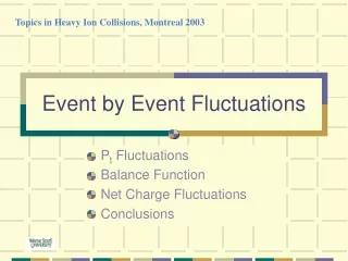 Event by Event Fluctuations