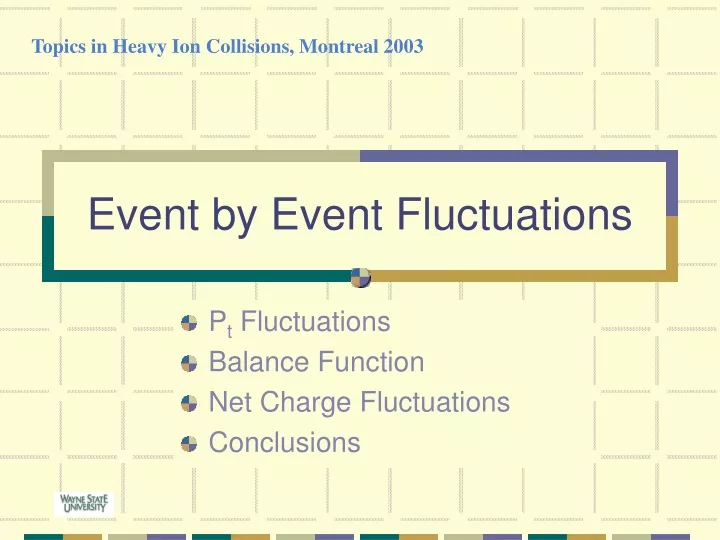 event by event fluctuations